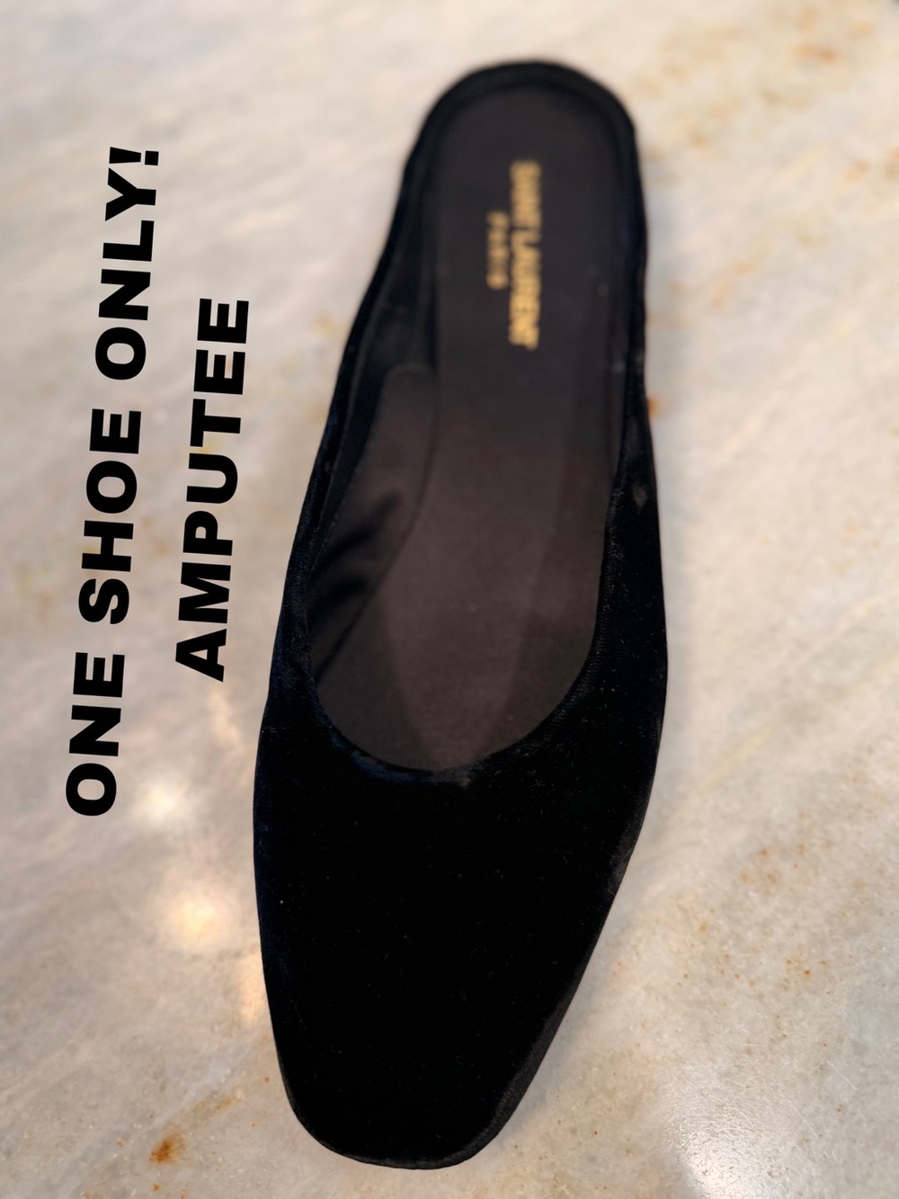 Saint Laurent Black Velvet Ballet Flat Slipper - Single Left Shoe
